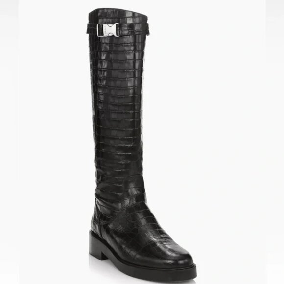 STAUD Shoes - Staud Claud Buckle Riding Boots - Black Crocodile Size 38 - New with tags (NWT)